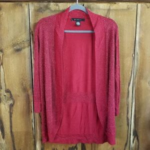 89th & Madison Red Glitter Metallic Caridigan
